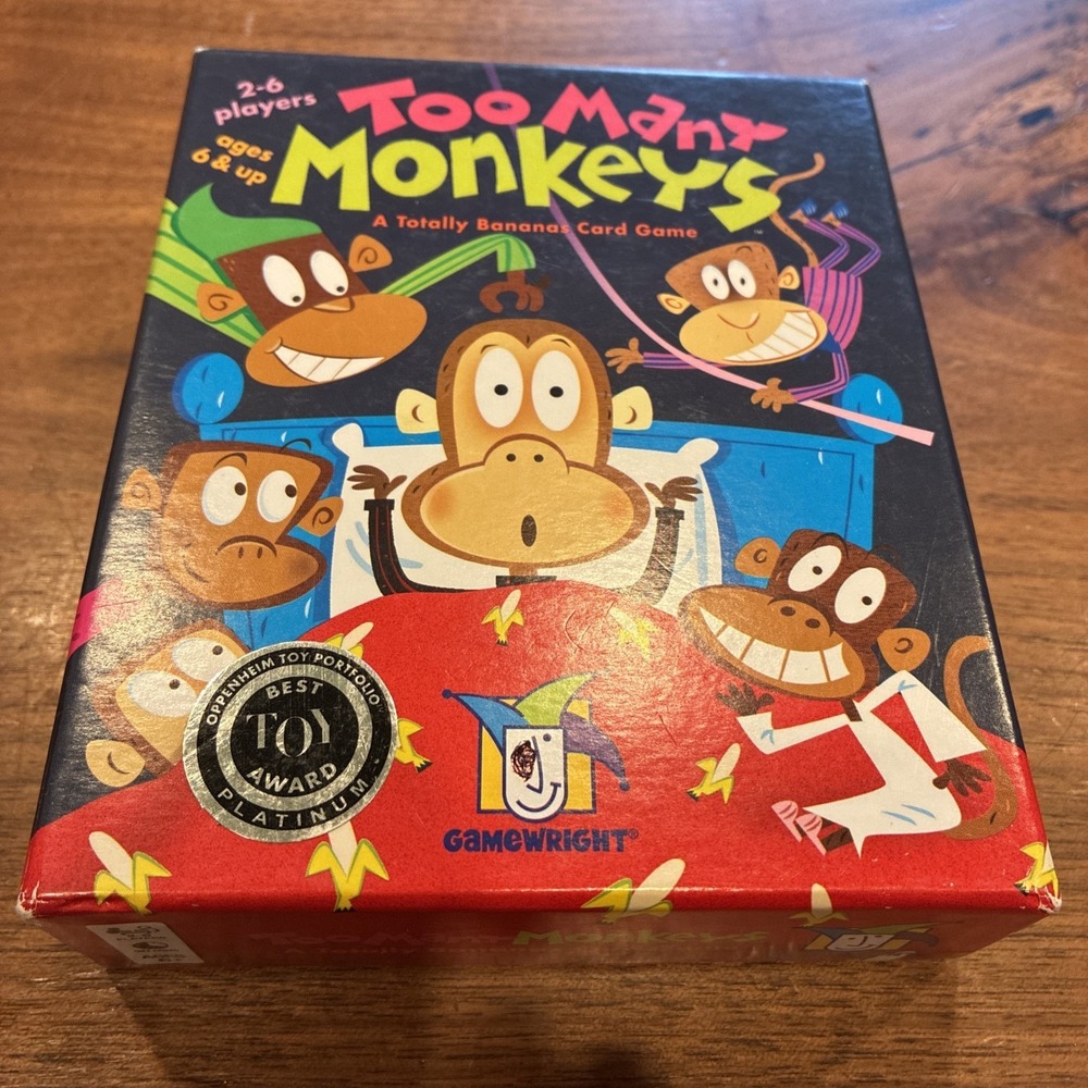 Too Many Monkeys Card Game COMPLETE Gamewright 2009 Kids Fun Silly